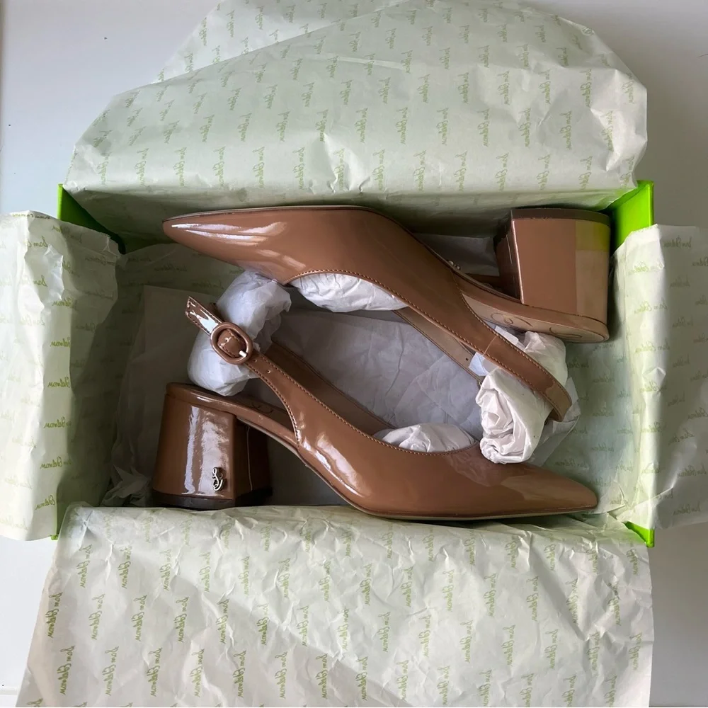 Sam Edelman Pointed Toe Slingback Block Heels Pumps - Picture 7 of 7